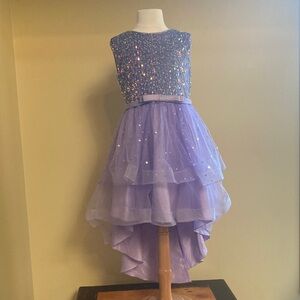 Sparkling Purple Lavender Sequince High-Low Party Wedding Holiday Cruise Dress